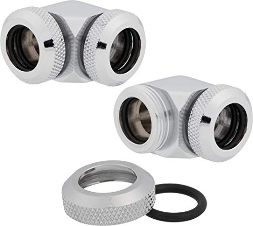 Corsair Hydro X Series, Xf Hardline, Lot De Deux Embouts Od 90° De 12 Mm (Solide Laiton Durabilité, Finition De Haute Qualité, Design Des Embouts À Compression Rigide Torique Double) Chrome