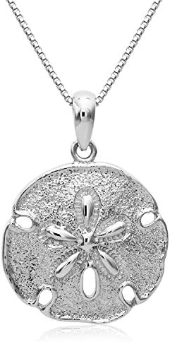 Unique Royal JewelrySterling Silver Solid Two Sides Medium Size Sand Dollar Starfish Charm And Necklace.