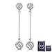 Silver Crystal Dangle Earrings - Womens Round Diamond Long Chain Linear Earrings cz Bridal Drop Earrings for Wedding Bride Bridesmaids by AMYJANE