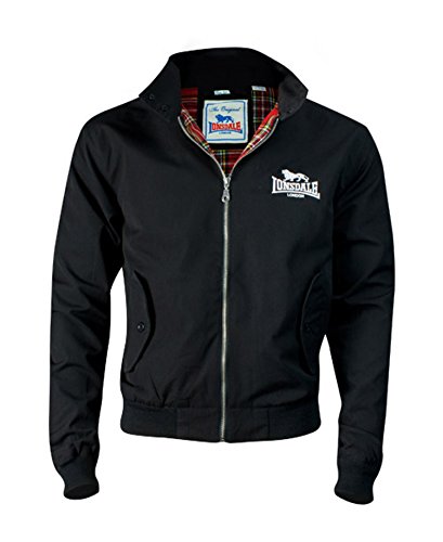 Lonsdale Men´s Slim-fit Embroided Logo Harrington Jacket Black (Large (L) Slim-Fit)