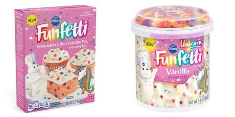 Pillsbury Unicorn Funfetti Cupcake Cake Mix for Birthday Party with Frosting