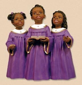 African American Children's Choir Figurine in Purple