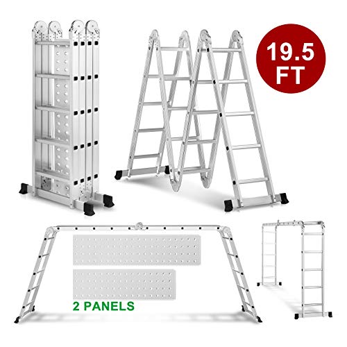 19.5FT Scaffold Ladders Heavy Duty Aluminum Folding Step Ladder