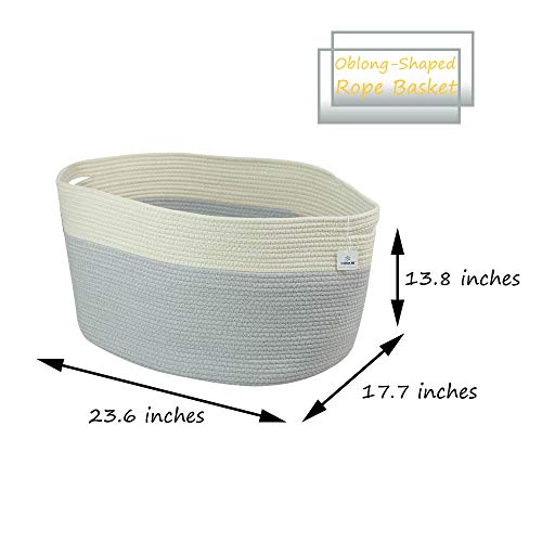 Iceblue XXXL Jumbo Toy Storage Cotton Rope Basket Hamper with Build-in Handles（23.6X17.7X13.8in - Thumbnail 5