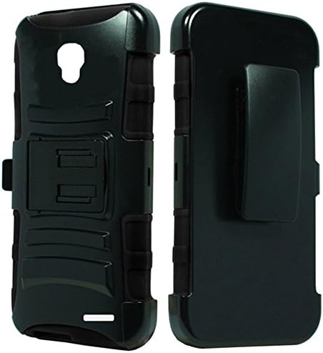 Alcatel Pop Icon 2 Case, HJ Power[TM] For Alcatel Pop Icon LTE 2 (Tracfone)~ Rugged Hybrid H Stand Holster Case Black