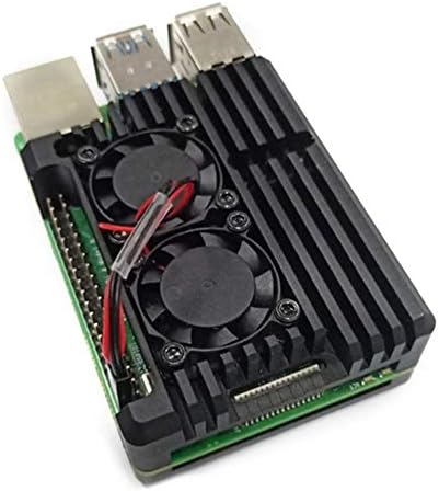 nattiness Raspberry Pi 4+ Aluminum case with Hexagonal Wrench with Double Cooling Fan, Built-in Heat Sink, Protection Against Radiation and Rust serviceable