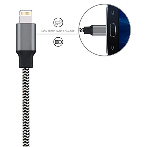 Lightning Cable,Mattzur [3 Pack] iPhone Charger to USB Syncing and Charging Cable Data Nylon Braided Cord Charger for iPhone 8/8 Plus7/7 Plus/6/6 Plus/6s/6s Plus/5/5s/5c/SE(Black) - Thumbnail 3