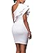 Cfanny Women Sleeveless Asymmetric Ruffled Sexy Bodycon Party Club Dress,White,M