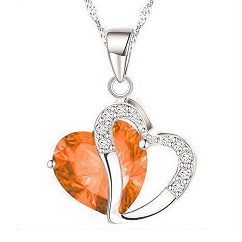 Double Heart Shape Two Tone Diamond Statement Pendant Necklace Chian Made with Swarovski Crystal for Women Double Heart Shape Two Tone Diamond Statement Pendant Necklace Chian Made with Swarovski Crystal for Women