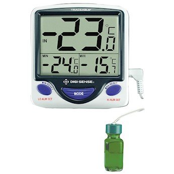 Digi-Sense Calibrated Jumbo Fridge/Freezer Digital Thermometer, Bottle Probe