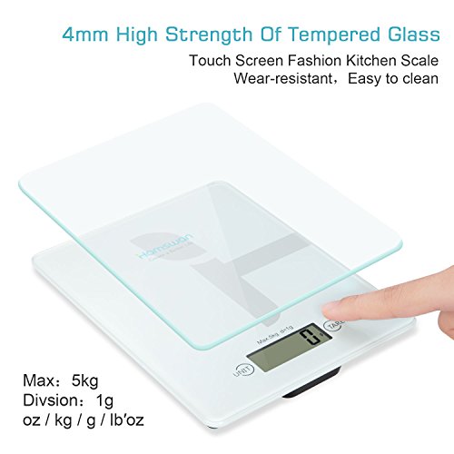 Food Scale, HAMSWAN Kitchen Scale Multi-functional Digital Weight Scale, Ultra-Slim, Easy to Clean, 4 Units, 11lb 5kg for Home Baking/Diet Cooking - Thumbnail 2