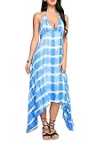Zeagoo Women's Summer Beach Backless Dress Bohemian Halter Tie Dye High Low Dress