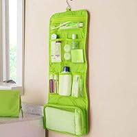 Travel Toiletry Bag with Hanging Hook Large Capacity Portable Travel Makeup Cosmetic Organizer Bag (Green)