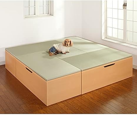 Amazon 跳ね上げ式 ユニット畳 4 5畳セット ナチュラル ヘリ無し 高さ45cm 完成品 日本製 収納付き 畳ボックス 高床式ユニット イ草 畳マット オンライン通販