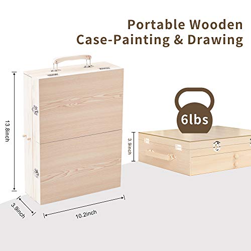 Professional Art Set 85 Piece with 3 x 50 Page Drawing Pad, Deluxe Art Set in Portable Wooden Case-Painting & Drawing Set Professional Art Kit for Kids, Teens and Adults/Perfect Gift