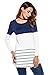 etuoji Women Tunic Tops O-Neck Shirt Long Sleeve Contrast Color Lace Patchwork