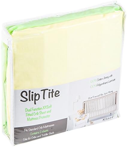 Dual Function Fitted Crib Sheet, Mattress Protector (Yellow, Green)