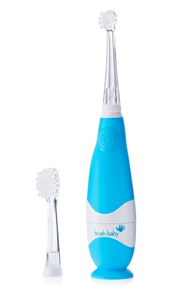 Photo 1 of BabySonic Infant and Toddler Electric Toothbrush for Ages 0-3 Years - Safe and Sensitive Brush Heads, Sucker Base, Timer, Waterproof