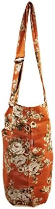 ISTA Yoga Mat Bag <> Floral Designer Stylish Original Tote <> Sling Carrier with Large Side Pocket, Safe Inner Zipper Pocket and Adjustable Strap <> IT'S ONLY BAG, NO YOGA MAT OR ACCESSORIES INCLUDED.