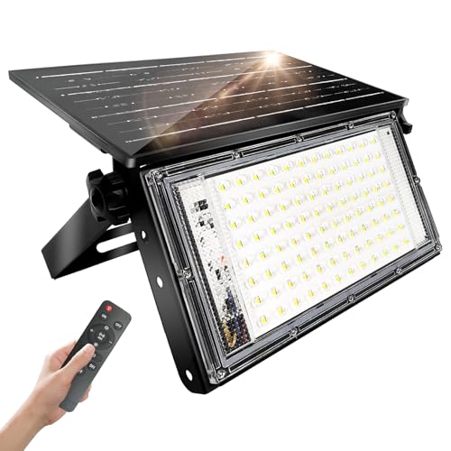 CREATESTAR Outdoor Solar Spotlight 100W, Super Bright Outdoor Solar Light with Remote Control, IP65 Waterproof Solar Lamps for Garden, Patio, Garage