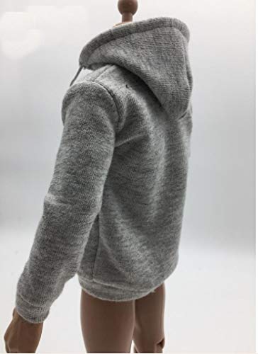 Studio one 1/6 Scale Men Gray Zip Up Hoodie Sweatshirt for 12 Inch Action Figures Models Doll