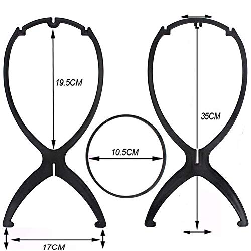 3 Pack Wig Stands for All Wigs,13.8 Inches Portable Durable Wig Holder,FFLIN Travel Wig Stands,Collapsible Wig Dryer(Black)