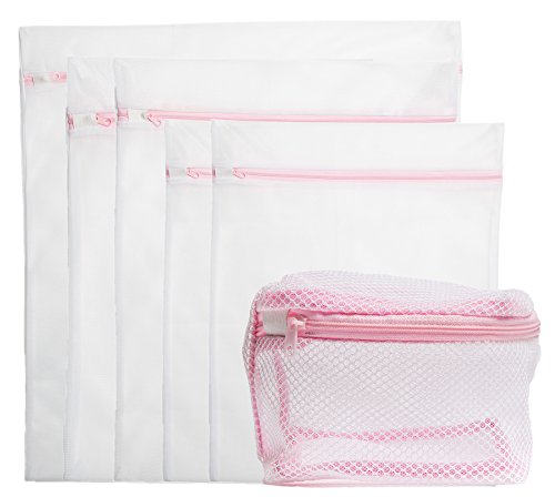 Mesh Laundry Bags for Clothing Blouse Hosiery Stocking Underwear Bra and Lingerie Travel Storage Bag 50% Thicker Durable Fabric Set of 6 - 1 Extra Large, 2 Large, 2 Medium and 1 Bra Bags