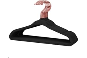 Stormix Baby Clothes Hangers 16 Pack, Kids Velvet Hangers Non-Slip, Clothes Hangers with Shoulder Notches for Toddler Children Black (Gold Hook)