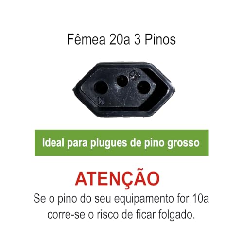 Adaptador 20A para 10A– Airfryer, Secador e Micro-ondas