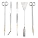 Apollo 12 Inch Stainless Steel Aquarium Aquascaping Kit - 5 Tools for Aquarium Landscaping, Gravel Sand Substrate Scraper for Freshwater and Saltwater Marine Maintenance with Straight Scissors, Curved Scissors, Substrate Spatula, Straight Tweezers, Bent Tweezers in FREE Leather Zipper Case
