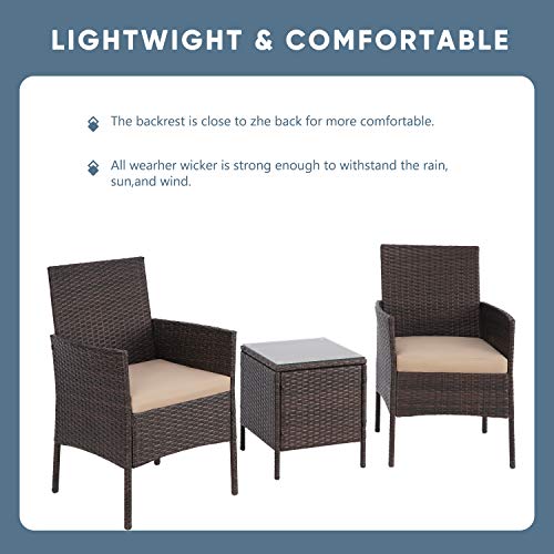 Lahaina Patio Furniture Set 3 Piece Outdoor Wicker Bistro Set Rattan Chair Conversation Sets