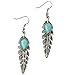 TS Women's Turquoise Mosaic Leaf Shaped Earrings