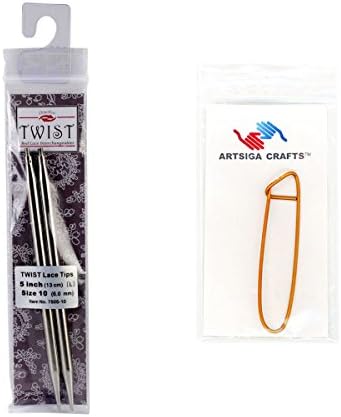 ChiaoGoo Knitting Needles Interchangeable Circular Tips Twist Red Lace 5 inch (13cm) Size US 13 (9mm) Bundle with 1 Artsiga Crafts Stitch Holder 7505-13