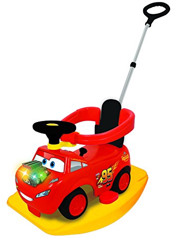 Kiddieland Toys Cars 3 Mcqueen 4-in-1 Revvin' Lights Activity Foot to Floor Ride on, Red, 41.5