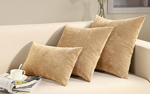 Ice Velvet Square Solid Throw Pillow Cover Case, Decorative Pillowcase - 16" x 16", Camel