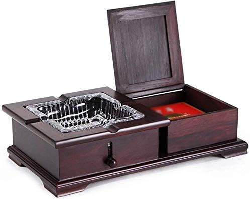 CHOUCHOU Ash Tray Bin Ashtray Rosewood Living Room Creative Home Personality Chinese Retro Wood Solid Multifunction Trend Ashtray Mahogany 25.3X13.3X6.5cm 烟灰缸