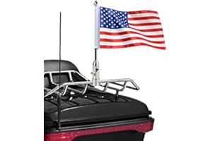 GDCREESTAR Motorcycle Flag Pole Fold Down 90° and American Premium Double Sided USA Flag Flagpole Holder Bracket Fit for 1/2'' Round Tubular Luggage Racks For Harley Touring Spring Honda Goldwing etc.