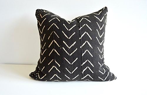 Black and White Vintage African Mudcloth Pillow Cover 20 x 20 square handwoven