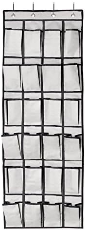 Over the Door Shoe Organizer, 24 Slots Hanging Shoe Organizer Reinforced 600D Oxford Fabric Hanging Storage Rack Hanging Closet Storage Organizer for Bedroom, Baby Room, Kitchen, Office (Grey)
