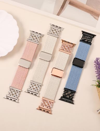 TOYOUTHS Braided Magnetic Band Compatible with Apple Watch Bands 38/40/41/42/44/45/46/49mm Women Men, Dressy Celtic Metal Stretchy Elastic Strap for iWatch Series 11 10 9 8 7 6 5 4 SE/Ultra 3 2 1