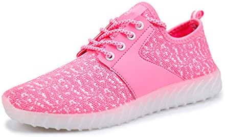 KEVENI Kids Boys Girls Light Up Shoes Lace Up Flashing Sneakers 11 Colors LED Shoes 35 Pink