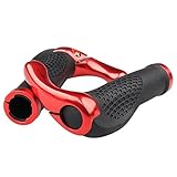 CyberDyer Cycling Aluminum Alloy Mountain Bike Handlebar Grips Bicycle Horn Grips 5 Colors (Red)