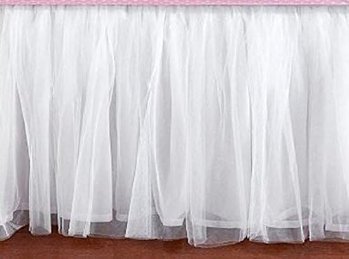 King Size Tulle White Ruffled Bed Skirt Dust Ruffle 16 Inch Drop