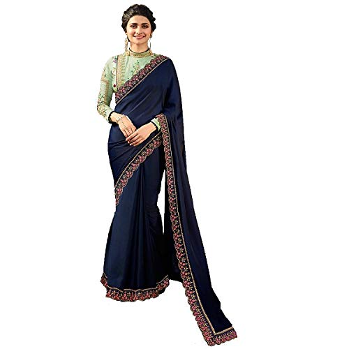 Krishna Fashion Womens Rangoli Silk Saree With Blouse Piece Blue