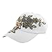 Deer Mum Ladies Denim Jean Campagne Bling Ajustable Baseball Cap Cowboy Hat(Flower 1) (White)