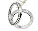 30mm Round Floating Charm Locket Chrystal Rim Necklace 21.5 Inch Silvertone Magnetic Closure 302