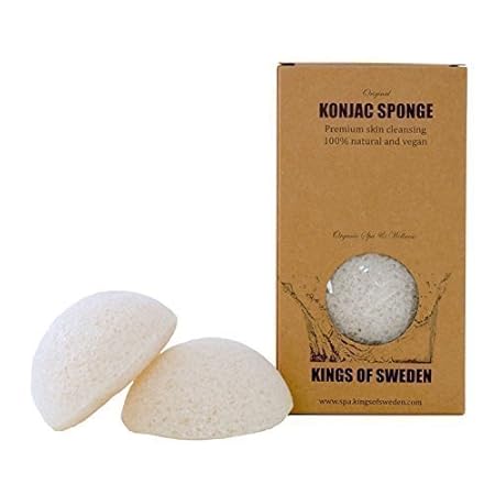 Kings of Sweden Konjac Schwamm Natur Pur (2er Sparpackung) Gesichtsreinigungsschwamm für alle Hauttypen - 100% natürlich, veg
