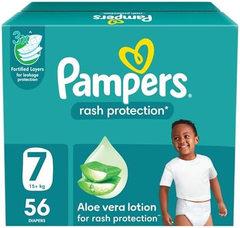 Pampers Rash Protection Taped Diapers, Size 7, 15+kg, Aloe Vera Lotion ...