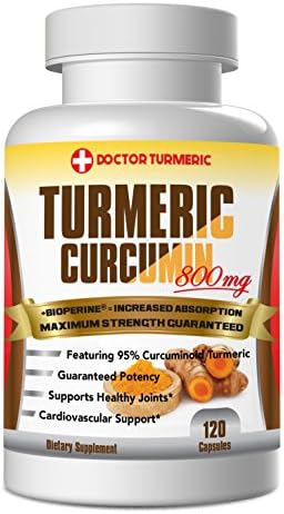Turmeric Curcumin 800 MG with Bioperine® - 800mg Per Capsule by Doctor Turmeric, 120 Caps, with Black Pepper for Maximum Absorption, 95% Curcuminoid Standardized Extract with C3 Complex