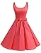 Women's 50's Cocktail Dress Vintage Rockabilly Audrey Dress Bridesmaid Dress Coral XL